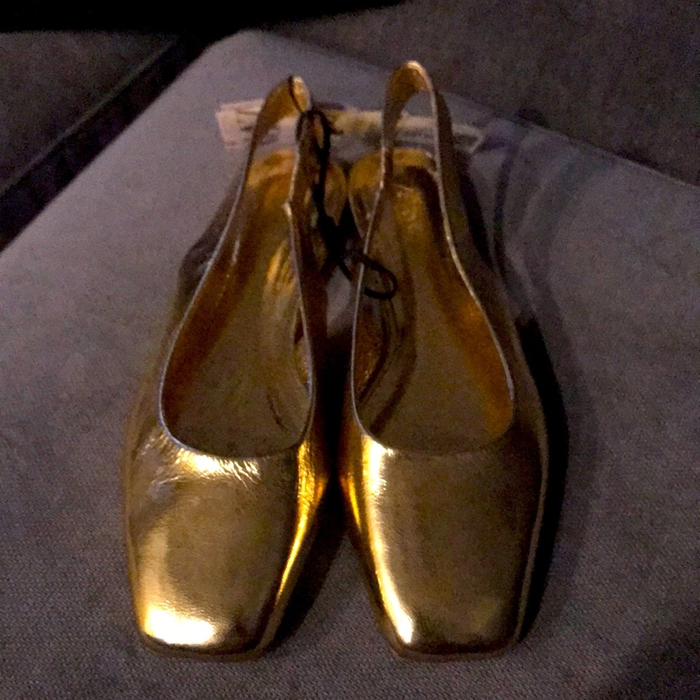 Zara Gold Flat Slingbacks, size 39